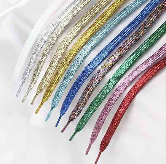 Шнурки блискучі глітерні Світло-золотистий Смела