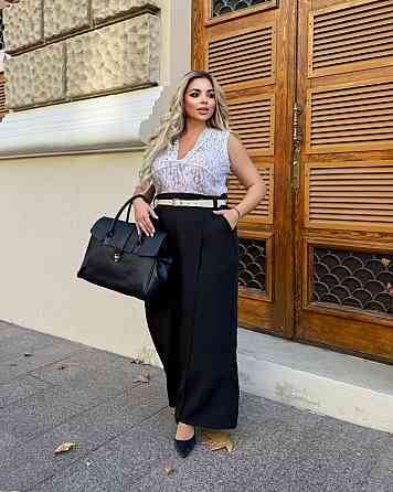 Жіночі базові штани з імітацією спідниці костюмка Чорний, 56/58 Одеса