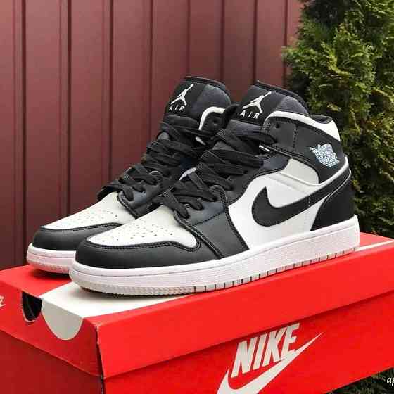 Кроссовки Nike AIR Jordan Белые Мужские Черные Джорданы Высокие Найк (размеры: 41,42,43,44,45) Днепр