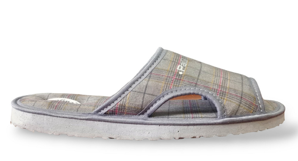 Тапочки мужские открытый носок серые клетка Одесса - изображение 3