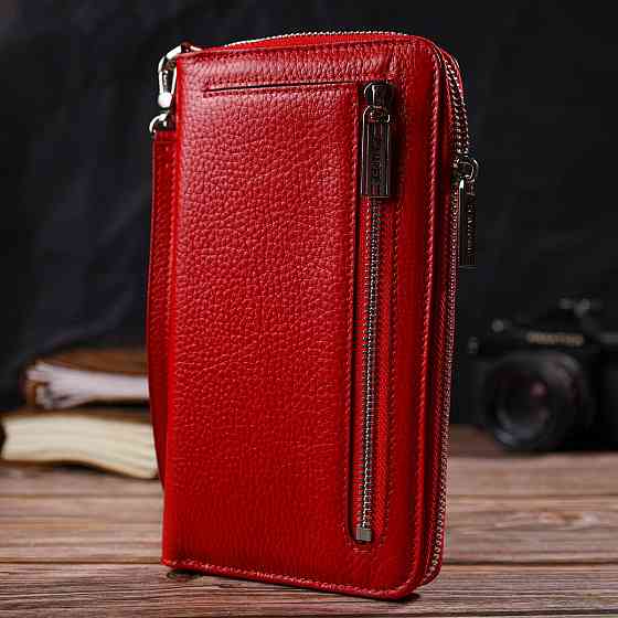 Яскравий клатч для жінок із натуральної шкіри CANPELLINI 21921 Червоний Київ