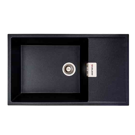 Гранітна мийка для кухні VALESO 8650 DIAMOND матова (чорний металік) Коломыя