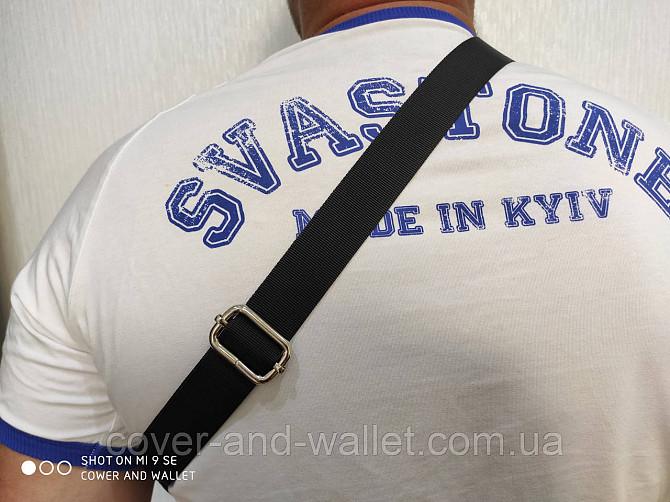 Мужская сумка бананка слинг из натуральной гладкой кожи черного цвета PS Leather Киев - изображение 5