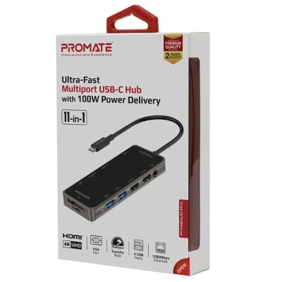 Концентратор Promate USB-C 11-in-1 Promate primehub-pro.grey (primehub-pro.grey) Вінниця - фото 2
