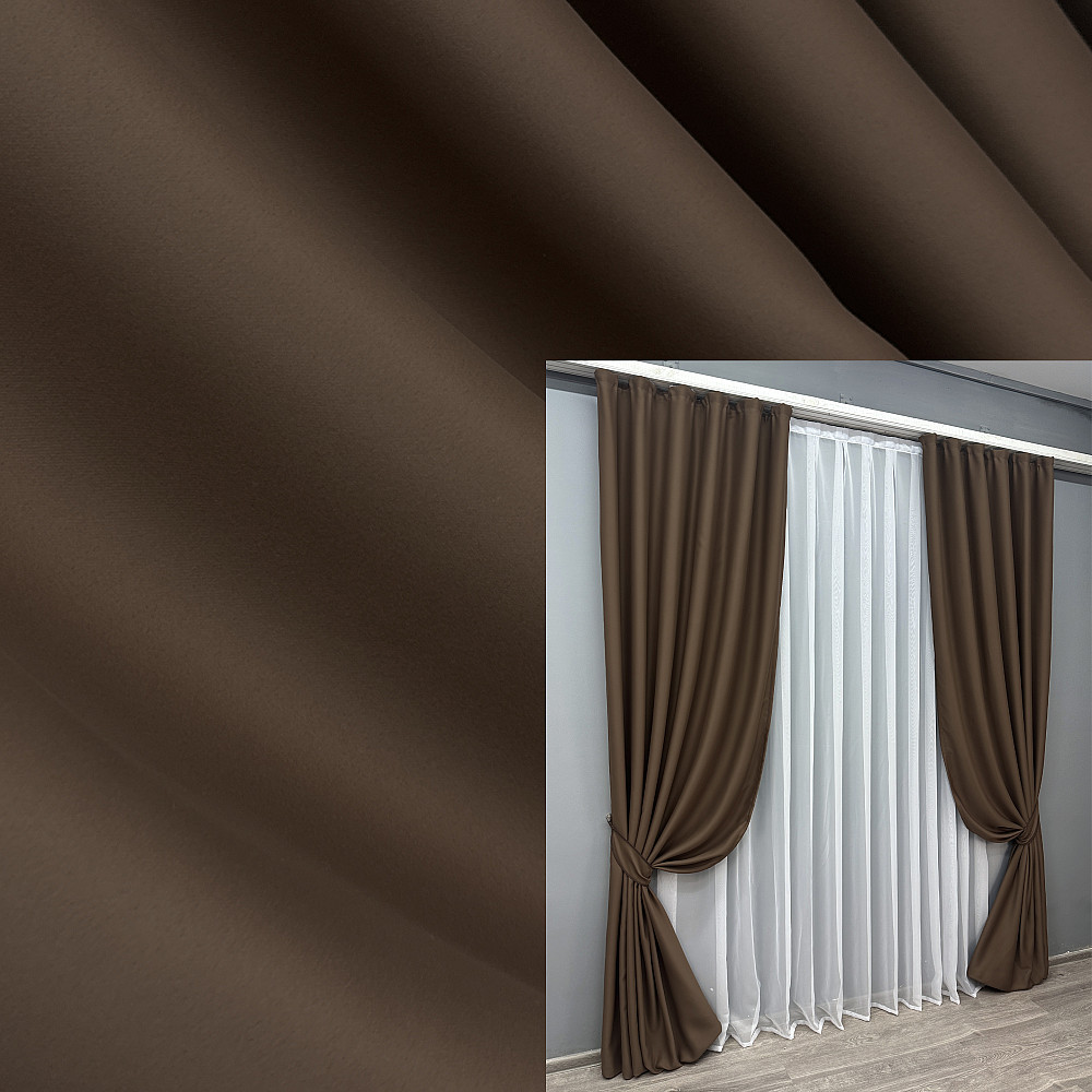Комплект готовых штор VR-Textil Блекаут Bagema Rvs № 1238ш Шоколадный 150х295 см 2 шт 33-0622) Киев - изображение 1