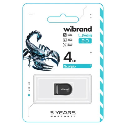 USB флеш накопитель Wibrand 4GB Scorpio Black USB 2.0 (WI2.0/SC4M3B) Винница - изображение 2