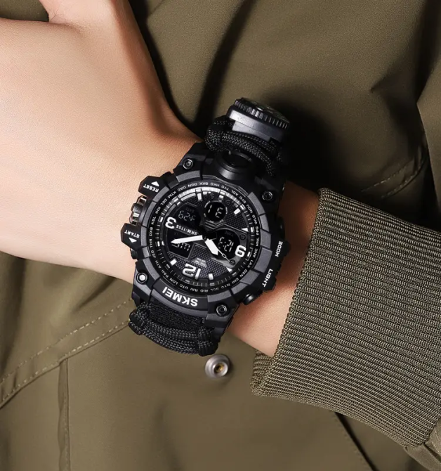 Годинник чоловічий спортивний Skmei 1155 B hamlet на паракордовому ремінці (Чорний) Вінниця - фото 6