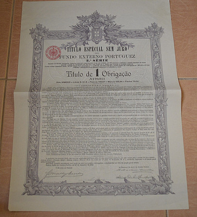 Акция. TITULO ESPECIAL SEM JURO. Португалия. 1902 год №129 (1.76) Полтава - изображение 1