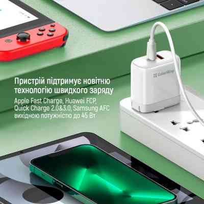 Зарядное устройство ColorWay GaN Mini 25W PD Port PPS USB-C white (CW-CHS052PD-WT) Винница