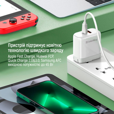 Зарядний пристрій ColorWay GaN Mini 25W PD Port PPS USB-C white (CW-CHS052PD-WT) Вінниця - фото 4