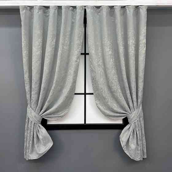 Комплект коротких штор VR-Textil Лен мрамор Pavliani ХО № 1263ш Светло-серый 130х170 см 2 шт (35-0200) Киев