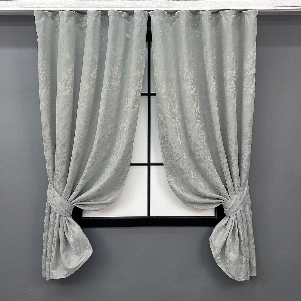 Комплект коротких штор VR-Textil Лен мрамор Pavliani ХО № 1263ш Светло-серый 130х170 см 2 шт (35-0200) Киев - изображение 1