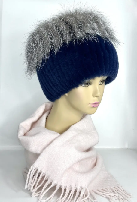 Шапка хутряна жіноча кубанка Мерлін Синій Харків - фото 8