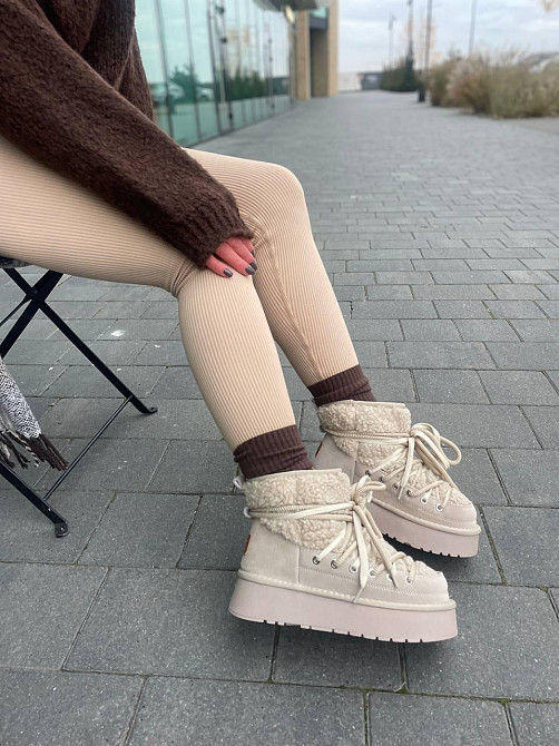 Hengji Угги жіночі HENGJI бежеві натуральна замша высота 13 см размеры 36-40 (T39-3) Коломыя - изображение 5