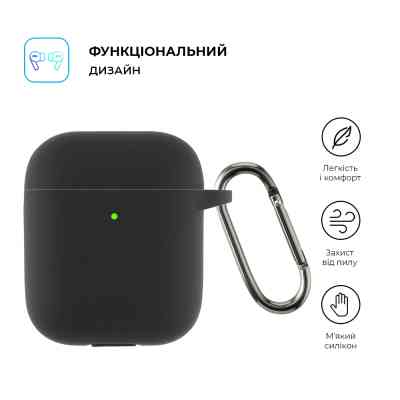Чохол для навушників Armorstandart Ultrathin Silicone Case With Hook для Apple AirPods 2 Black (ARM59679) Вінниця