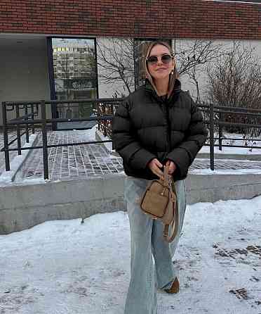 Женская куртка на молнии оверсайз кроя плащевка эмми Черный, 44/46 Одесса