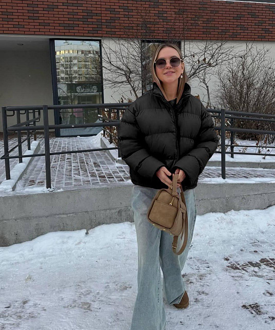 Женская куртка на молнии оверсайз кроя плащевка эмми Черный, 44/46 Одесса - изображение 1