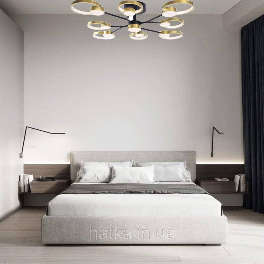 Люстра світлодіодна акрилова Sirius Ш 1313/9 Black+Gold Київ - фото 2