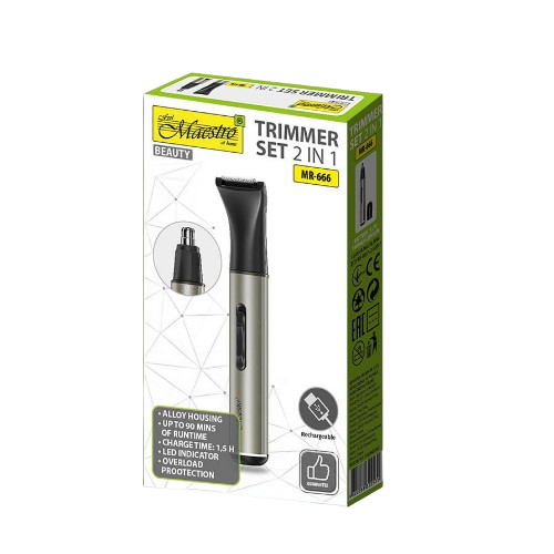 Тример для волосся акумуляторний 3,7W 180mAh 2в1 MR-666 Maestro Житомир - фото 4