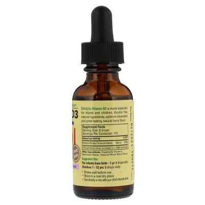 Вітамін ChildLife Вітамін D3 для Дітей в крапельках зі Смаком Ягід, 500 ME, Vi (CDL-10900) Вінниця