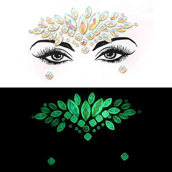 Стрази на обличчя люмінесцентні жіночі one size різнобарвний Київ