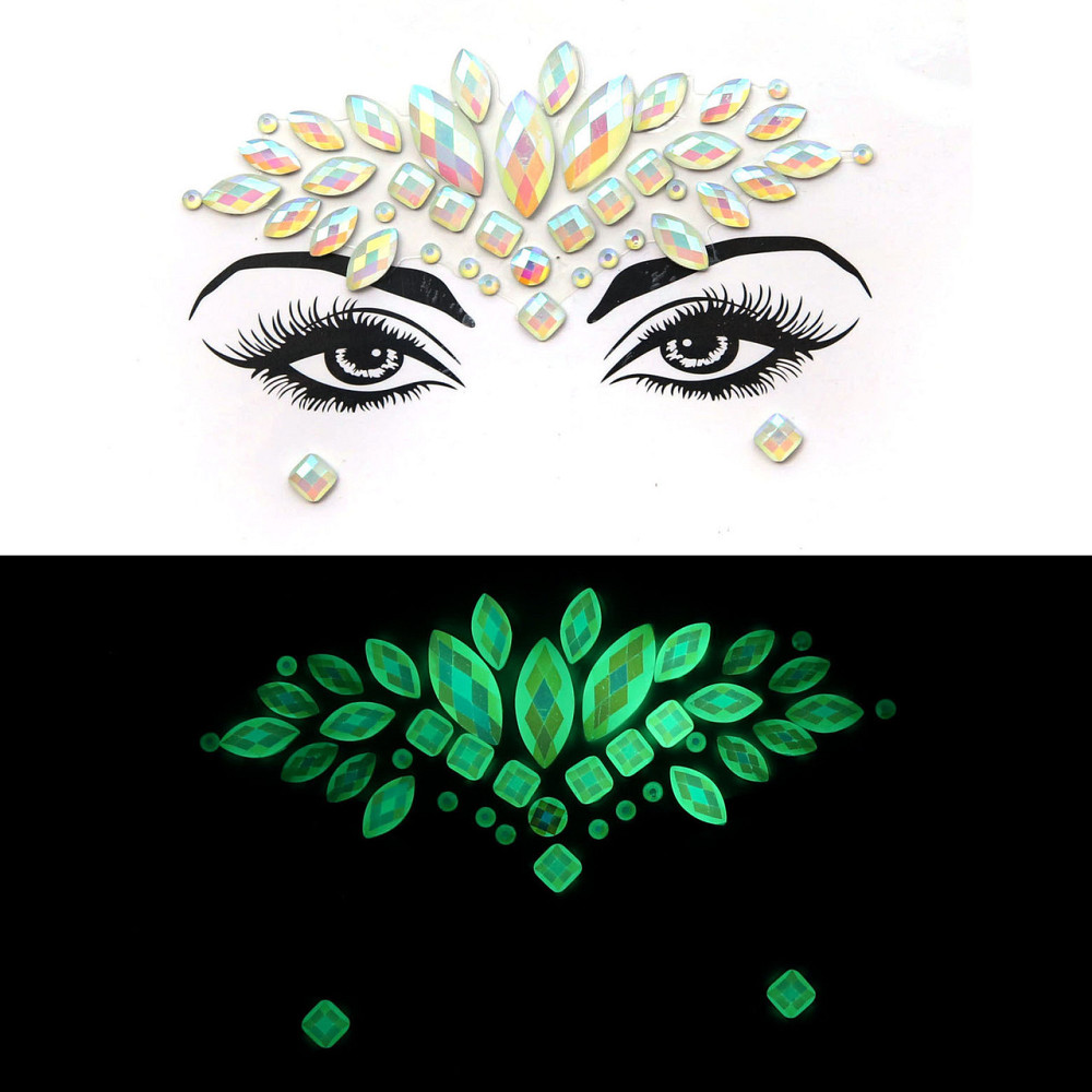 Стрази на обличчя люмінесцентні жіночі one size різнобарвний Київ - фото 1