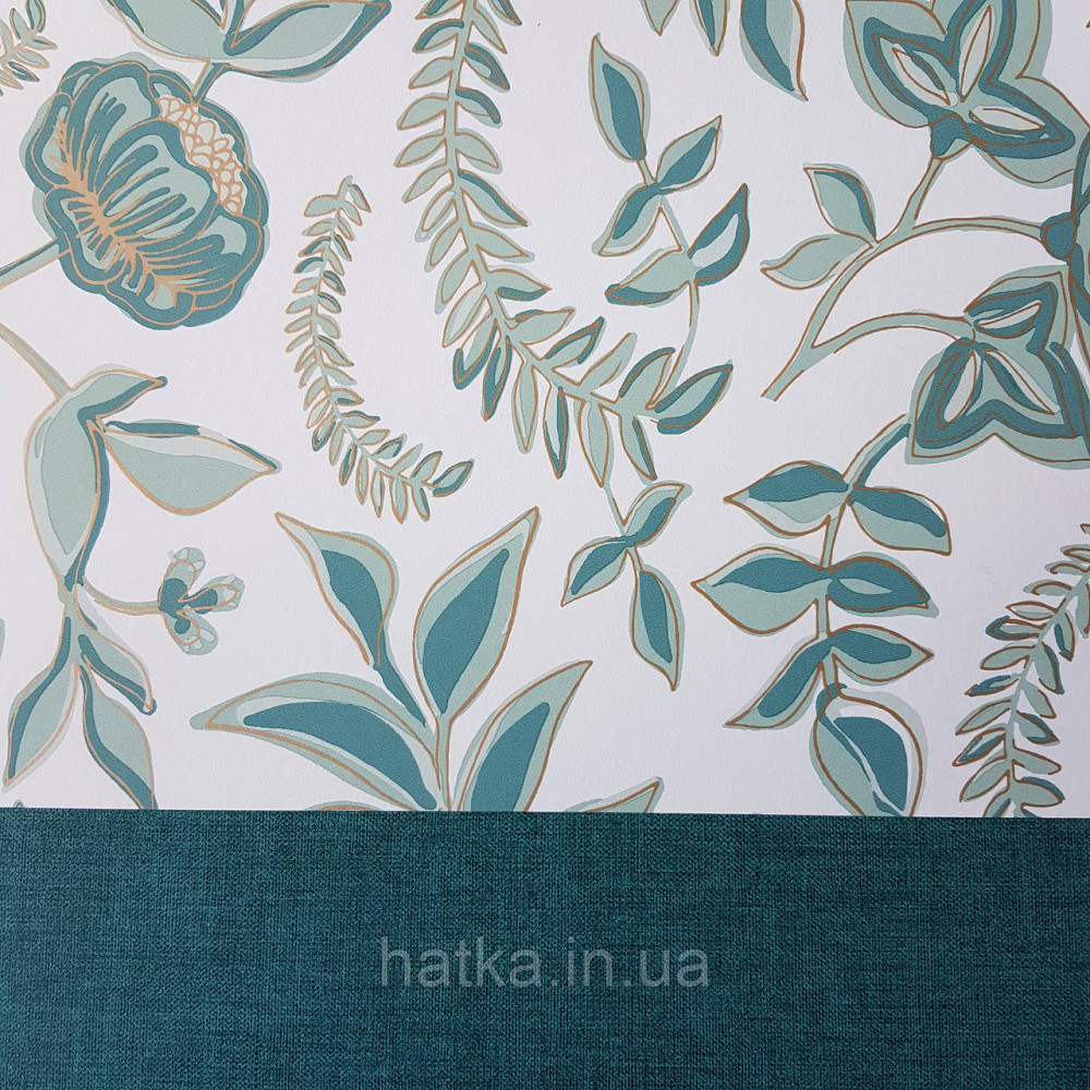 Шпалери вінілові на флізелін Caselio Mystery 0.53х10 м дитячі яскраві квіти листя зелені бірюзові на білому Київ - фото 4