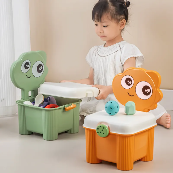 Органайзер для зберігання іграшок з кришкою, дитячий стілець-органайзер для іграшок, 34,5×25×18см, помаранчевий колір Кам'янець-Подільський