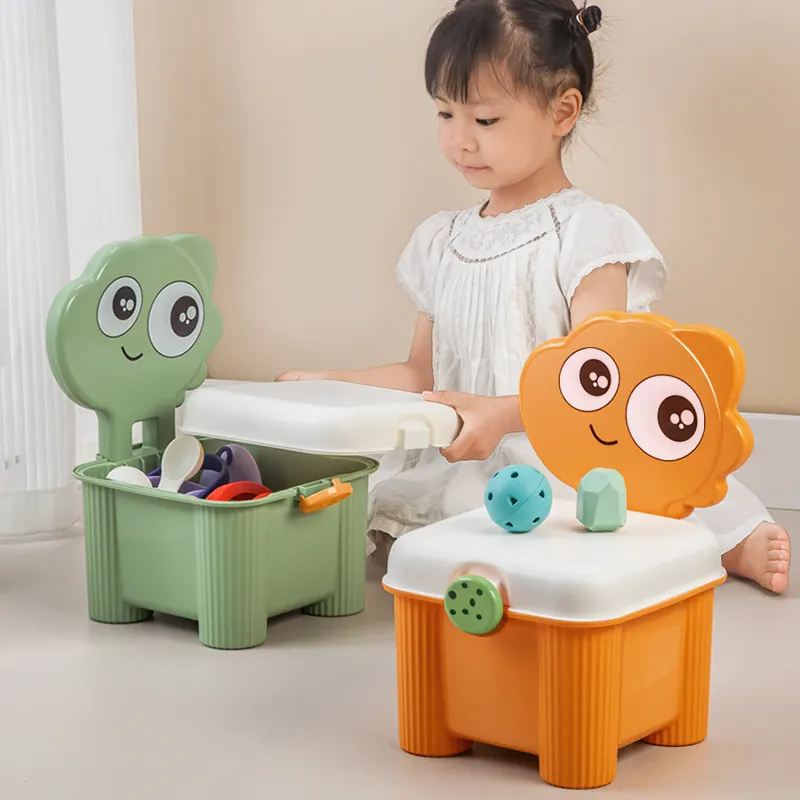 Органайзер для зберігання іграшок з кришкою, дитячий стілець-органайзер для іграшок, 34,5×25×18см, помаранчевий колір Кам'янець-Подільський - фото 4