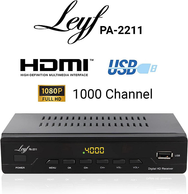 Цифровой кабельный ресивер LEYF PA-2211 DVB-C/C2 DVB-T2 Full HD HDMI USB SCART чёрный Киев - изображение 5