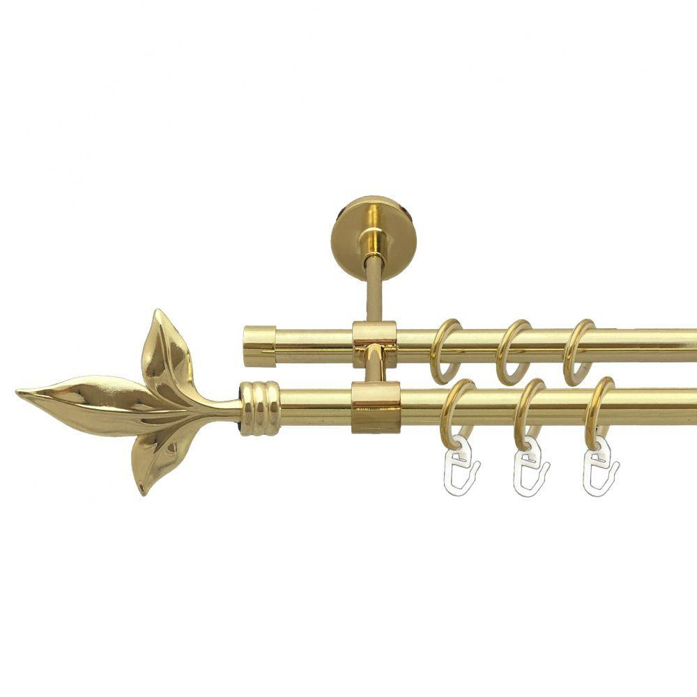 Карниз Orvit Листок Лілії металевий дворядний закритий гладка труба кільце металеве Золото 16\16 мм 300 см (00-00014534) Львів - фото 1