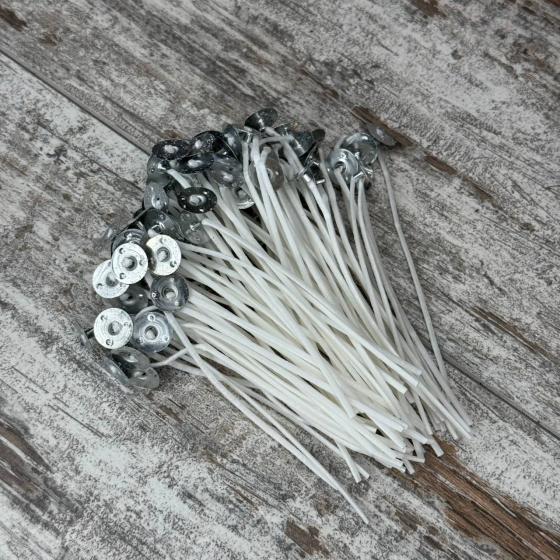 Фитиль вощеный для свечей 10 см, с держателем, 100 шт, для изготовления свечей, DIY Киев