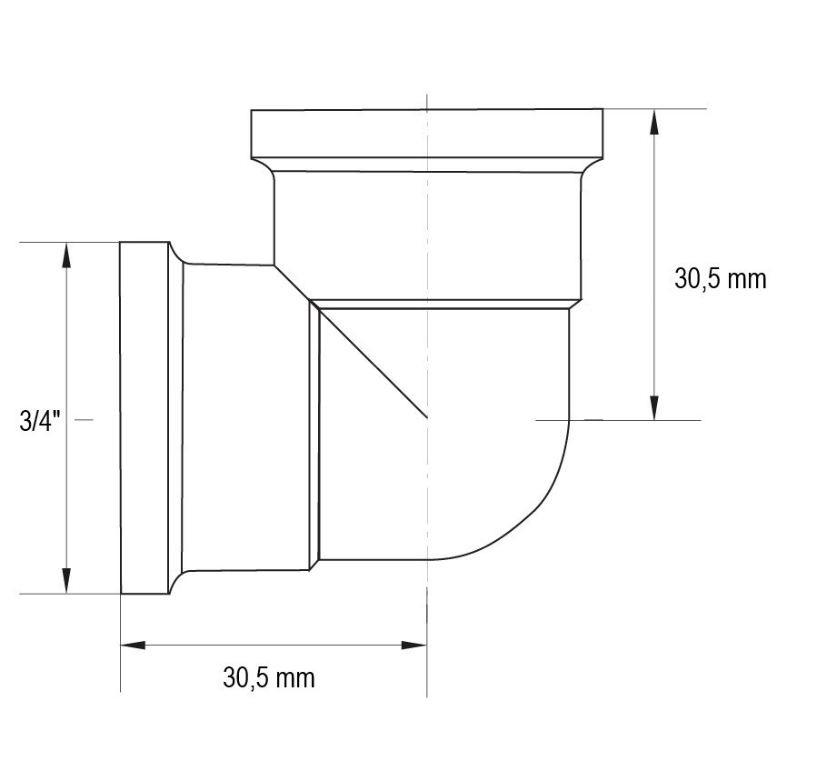 Кут Koer KF.L08F.WN - 3/4'' ВВ (без нікелю) (KR3032) Київ - фото 2