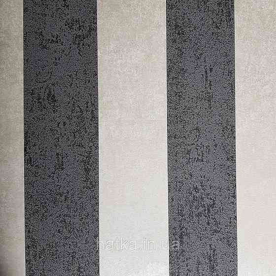 Шпалери флізелінові еко Rasch Kerala 0.53х10 м широкі чорні смуги і молочні ефект потертості Київ