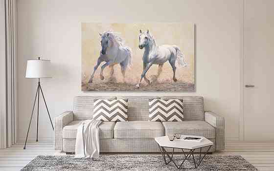 Картина полотно у вітальню / спальню   Пара Коней     MLP_258 ( 60х30см ) 40x80 см Київ