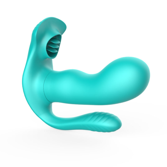 Вибромассажер с анальным и клиторальным стимулятором Boys of Toys - Tongue triple Stimulator GREEN, BS561001-5 Sex Aura Киев