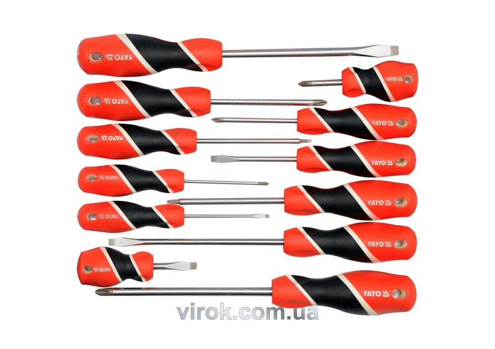 Набір викруток плоских хрестових YATO : SL, PH, SQ. 12 шт. [6/12] Одесса - изображение 1