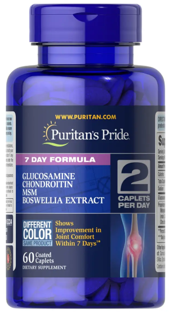 Для суглобів глюкозамін хондроїтин і мсм Puritan's Pride 7 Day Formula Glucosamine Chondroitin MSM & Boswellia 60 caps Київ - фото 3