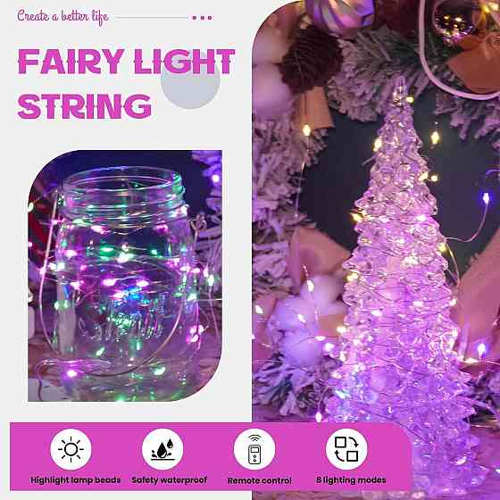 Гірлянда HXWEIYE 6 Pack Multicolor 7ft 20LED мультиколор батарейна з пультом і таймером водонепроникна для декору спальні саду Київ