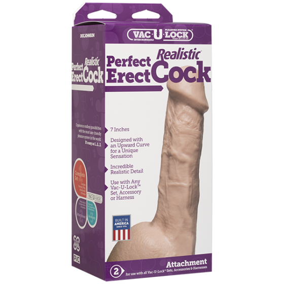 Фаллоимитатор Doc Johnson - 7 Inch Perfect Erect Cock, большая головка, Vac-U-Lock Sex Aura Киев