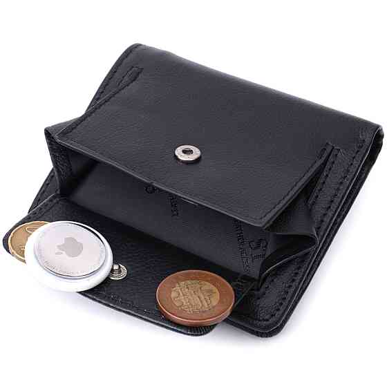 Практичный кошелек для женщин с карманом для монет из натуральной кожи ST Leather 22725 Черный Киев