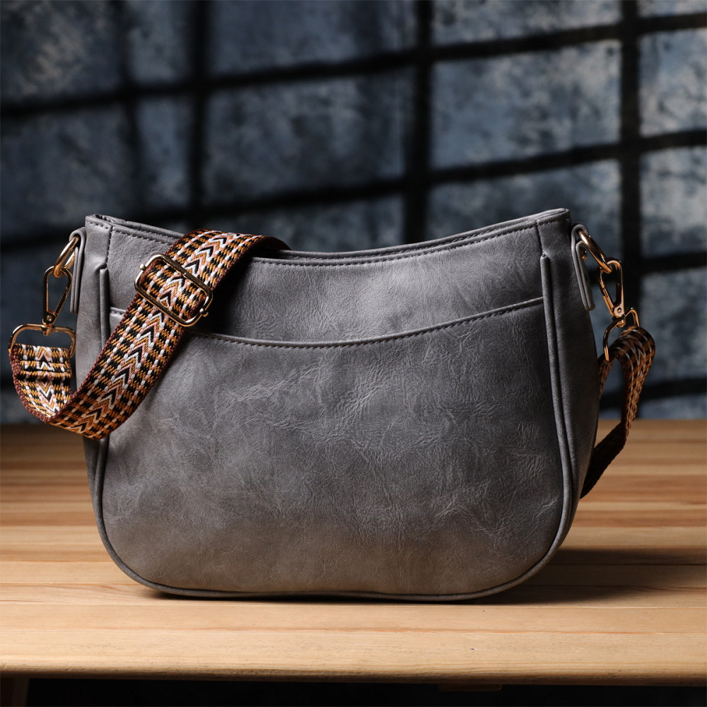 Жіноча зручна сумка з екошкіри Vintage sale_15134 Сірий Київ - фото 7