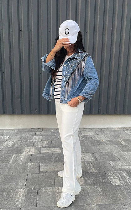 Джинсовая куртка женская оверсайз с бахрамой р 42-46 Харьков - изображение 1