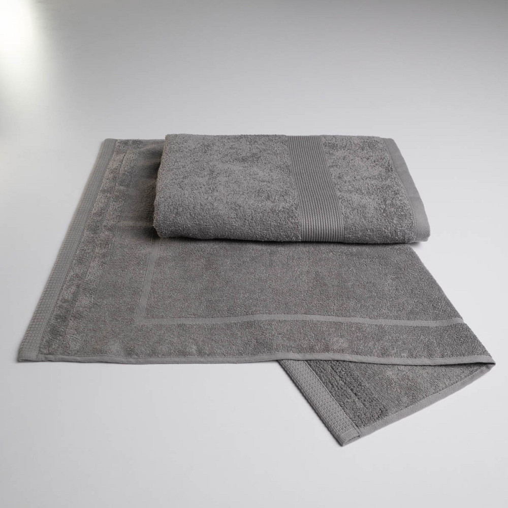 Набір банний махровий з Бордюром 2шт GM Textile 50х70см, 70х140см (Сірий) Суми - фото 1