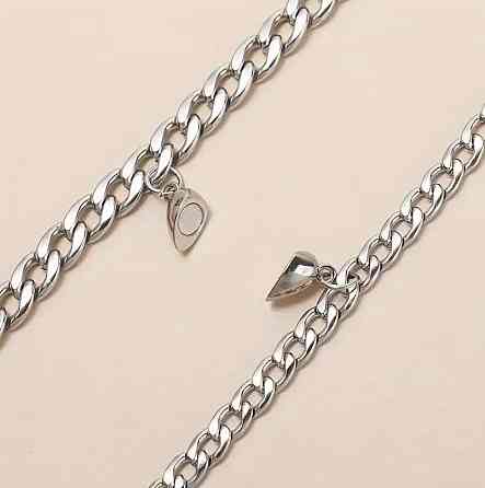 Парные браслеты из нержавеющей стали, браслет для пары с сердцем, цепочка на руку Киев