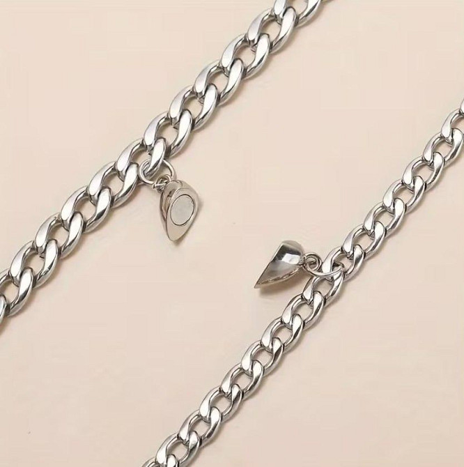 Парні браслети з нержавіючої сталі, браслет для пари з серцем, ланцюжок на руку Київ - фото 3