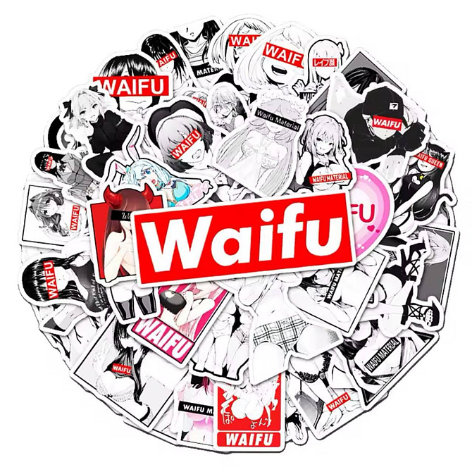 Наклейки Waifu Аніме. Водонепроникні естетичні Аніме наклейки 18+ (Аніме Хентай) Набір 50 штук. Київ - фото 2