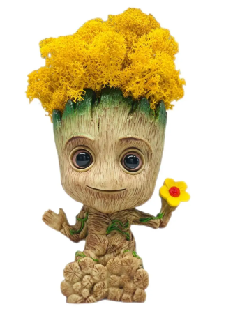 Горщик Грут Groot G8 Малюк з квіткою + стабілізований мох (Жовтий) Вінниця