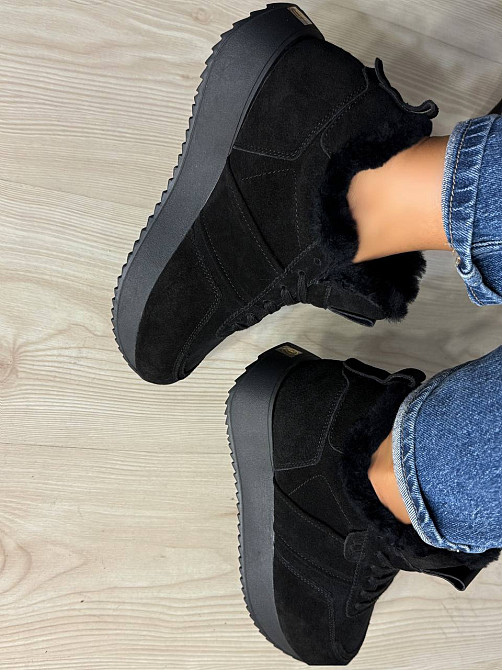 Кросівки жіночі Hengji U-1 натуральна замша утеплені хутром чорні, 39, 24,5 см Київ - фото 16
