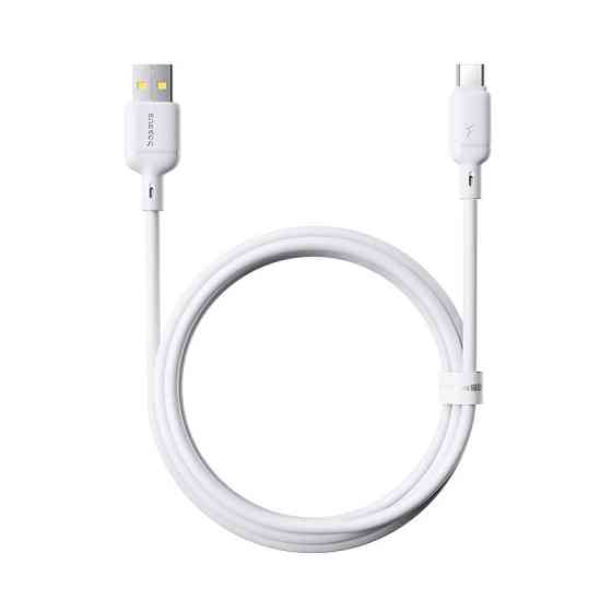 Кабель Baseus Silky Fast Charging Data Cable USB-A to USB-C 3A 2m Moon White Одеса